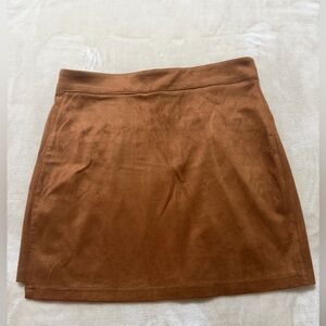 Elegant Brown Suede Skirt